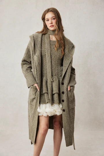 SAHHA | 100% wool hooded cardigan coat Regular price