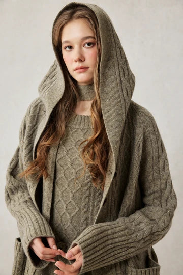 SAHHA | 100% wool hooded cardigan coat Regular price